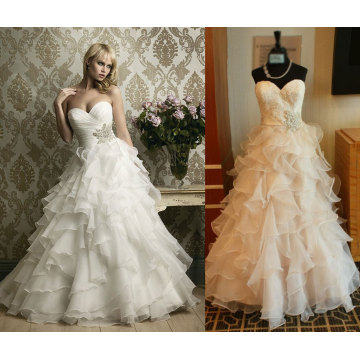 Ruffles Bottom Sweetheart Wedding Dress with Belt